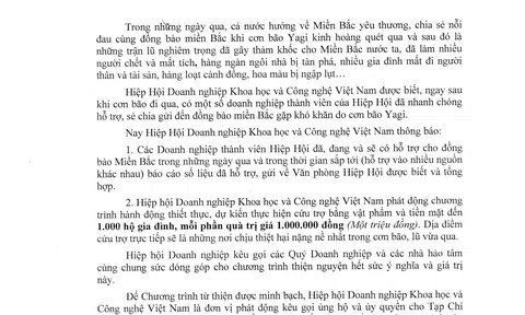 Thư kêu gọi và kế hoạch cứu trợ miền Bắc