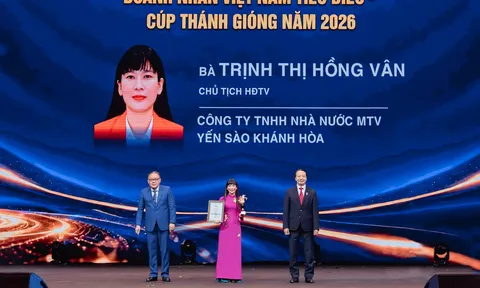 CHỦ TỊCH HĐTV CÔNG TY YẾN SÀO KHÁNH HOÀ VINH DỰ NHẬN DANH HIỆU “DOANH NHÂN VIỆT NAM TIÊU BIỂU - CÚP THÁNH GIÓNG NĂM 2026”