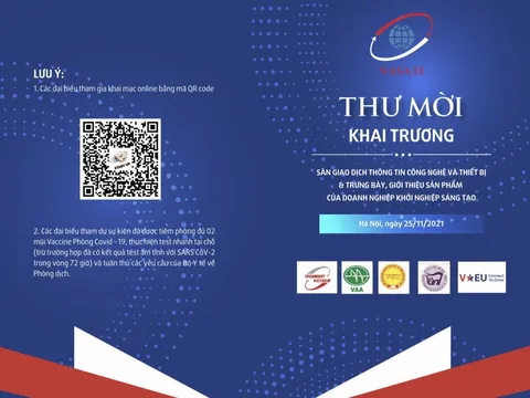 Thư mời khai trương Sàn giao dịch thông tin công nghệ và thiết bị & Trưng bày, giới thiệu sản phẩm của Doanh nghiệp Khởi nghiệp Sáng tạo