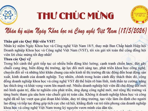 CHÚC MỪNG NHÂN KỶ NIỆM NGÀY KHOA HỌC VÀ CÔNG NGHỆ VIỆT NAM (18/05/2026)